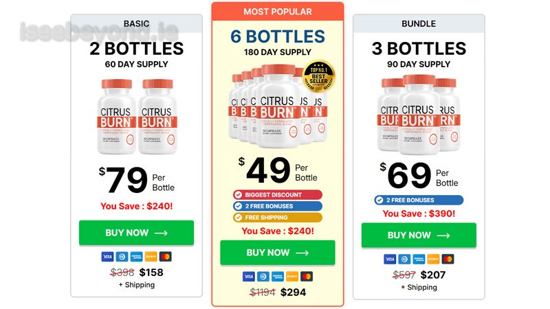 CitrusBurn uses bundle pricing, with larger packages lowering the daily cost.