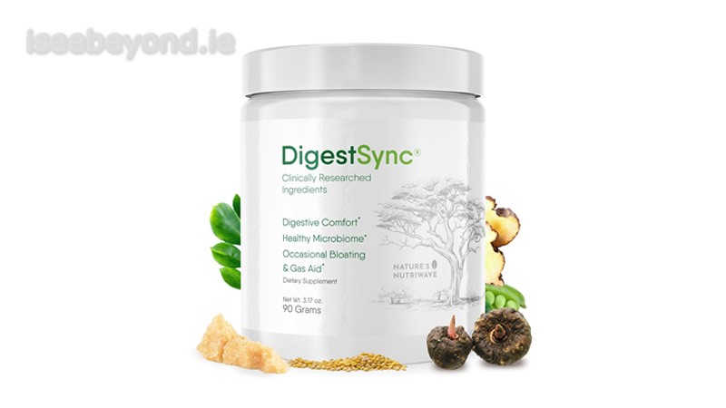 Close-up of DigestSync product packaging, showcasing the brand name and design.