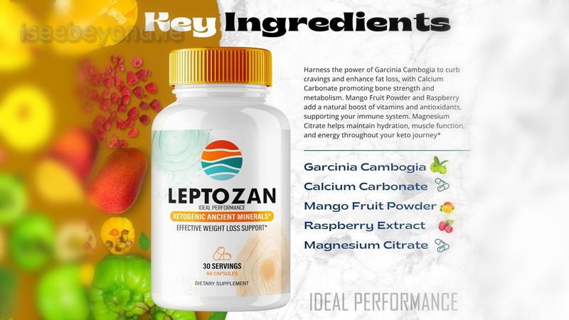 Leptozan contains plant-based and nutritional ingredients typically used for metabolism and appetite support.