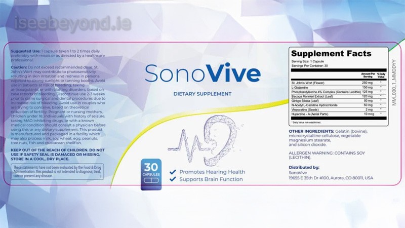 Key ingredients and benefits of SonoVive for hearing and focus.